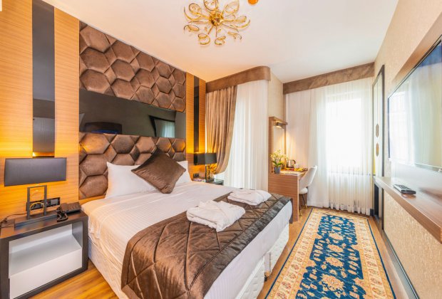 View of a comfortable double room in Istanbul Suites Hotel